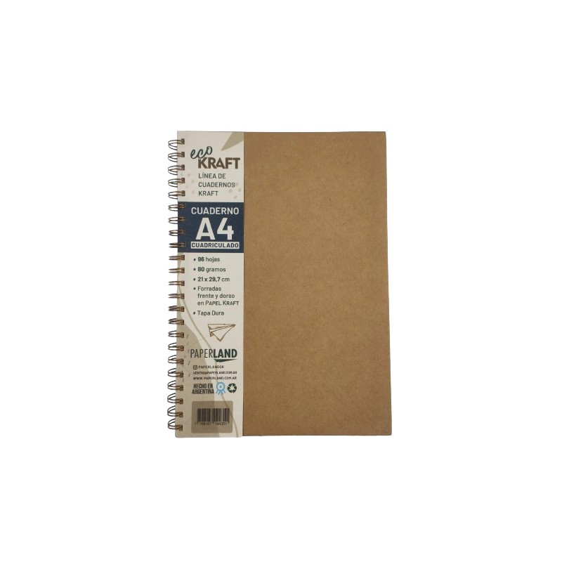 CUADERNO PAPERLAND A4 ECO KRAFT